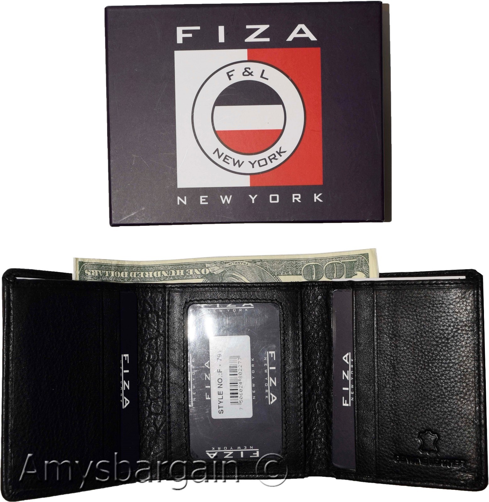 man's Trifold wallet FIZA NY leather 1 ID 6 card 2 bill slots brand new in Box - Image 10
