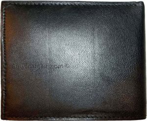 man's leather bi-fold wallet 12 bank card holder 2 bill slots 1 ID black wallet - Image 5