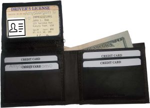 man's leather bifold wallet id case 3 bill slots wallet 6 credit cards calfskin