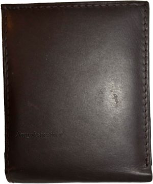 man's leather bifold wallet id case 3 bill slots wallet 6 credit cards calfskin - Image 6
