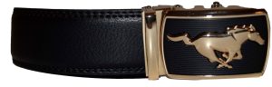 men's belts leather length 34" casual dress automatic lock gold horse buckle new - Image 3