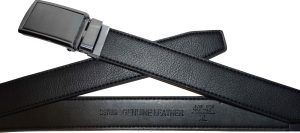 men's black belt 43" genuine leather belt dress casual automatic lock buckle xl - Image 4