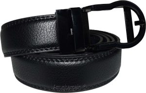 mens black replacement leather waist belts waistband new auto-lock strap only XL - Image 6