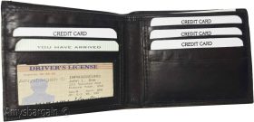 new men's bifold genuine leather wallet 6 cards 1 id 2 bill pockets black wallet