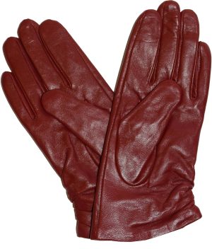 new women's (M) leather dress gloves, winter gloves, unbranded dark red gloves