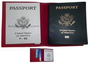 2 New USA Leather passport case wallet credit ATM card case ID holder Brand New