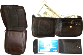 2 New Zip around men's Leather wallet 1 Block 1 Brown unbranded Zip, Bifold bnwt