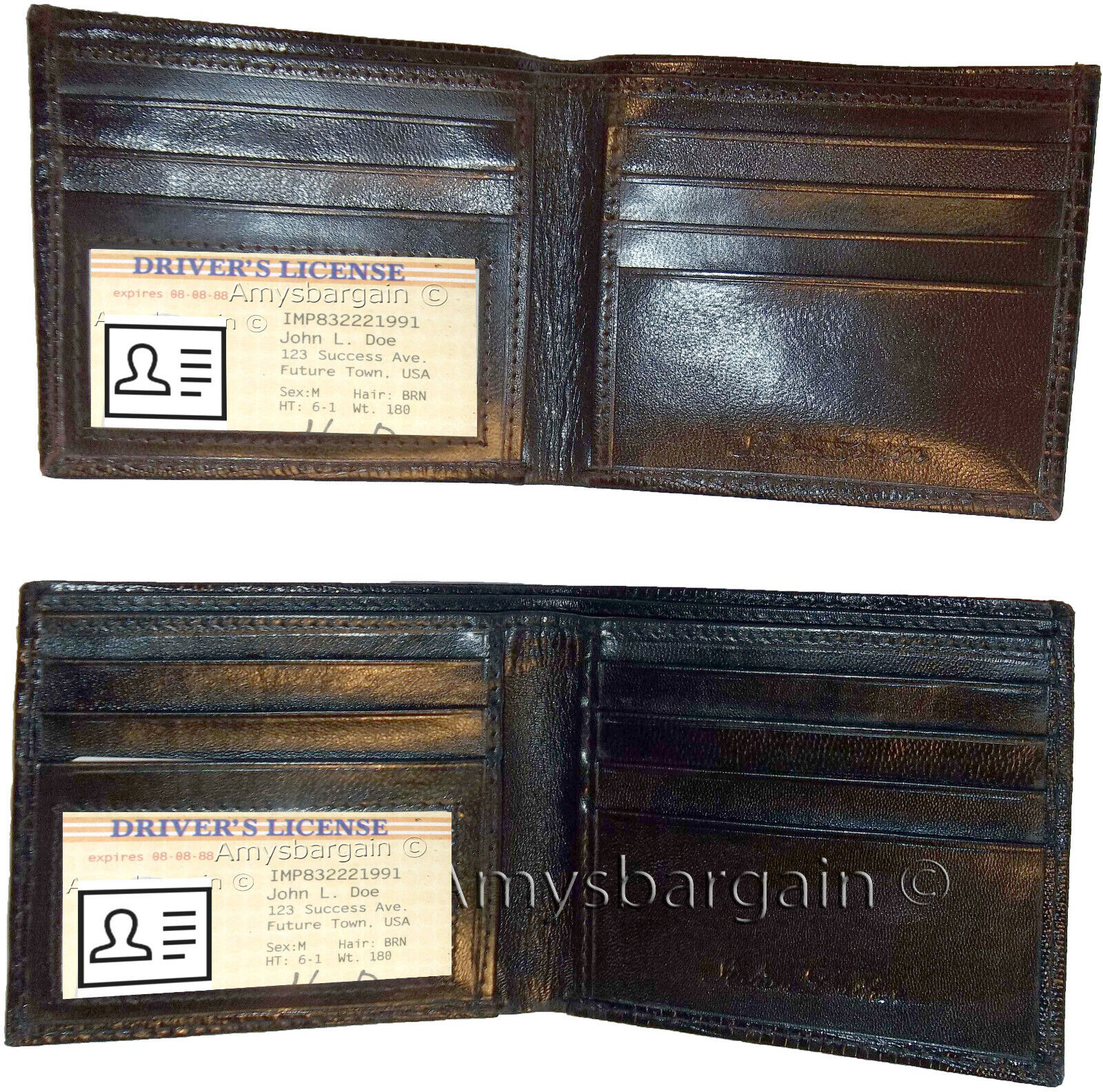 2 new style lizard printed leather man's bi fold wallet 2 bill slots 8 card - Image 7