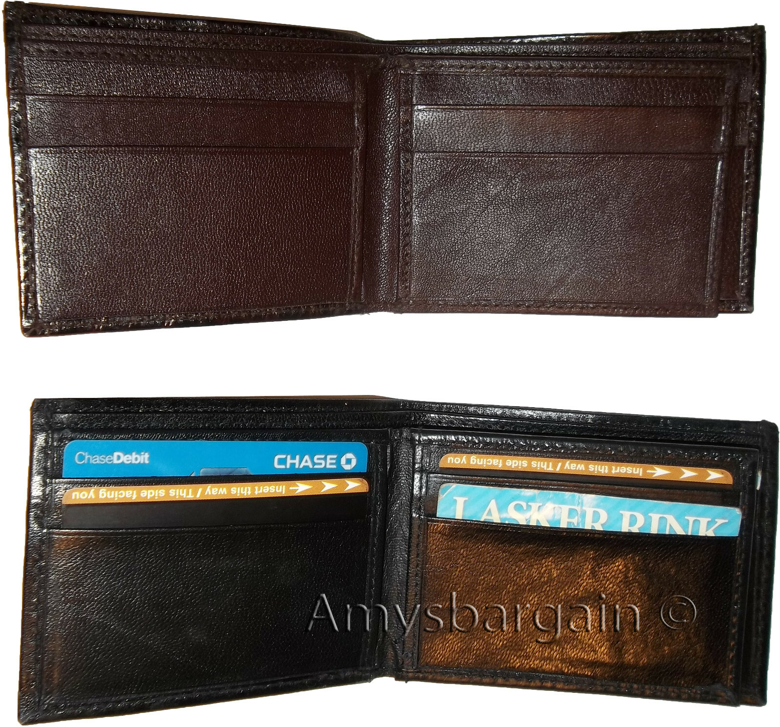 3 new man's bi-fold leather wallet credit card id change purse 2 bill slot - Image 11