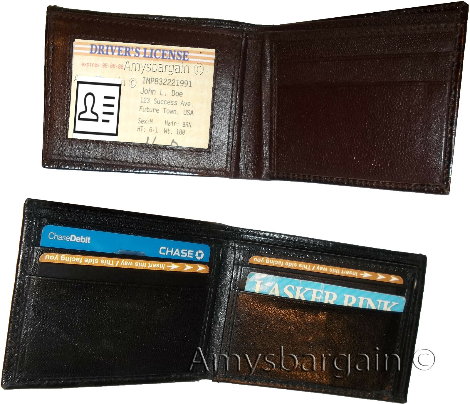 3 new man's bi-fold leather wallet credit card id change purse 2 bill slot - Image 12