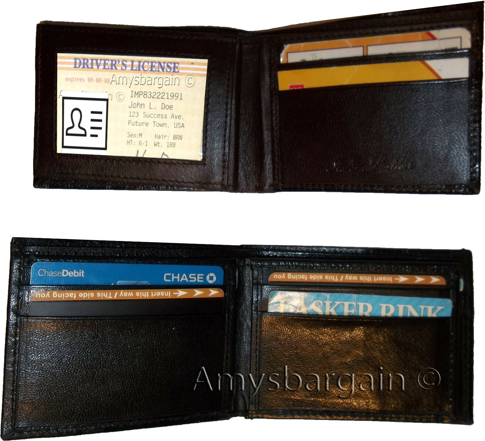 3 new man's bi-fold leather wallet credit card id change purse 2 bill slot - Image 13