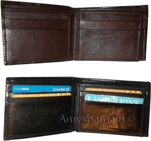 3 new man's bi-fold leather wallet credit card id change purse 2 bill slot - Image 10