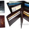 3 new man's bi-fold leather wallet credit card id change purse 2 bill slot