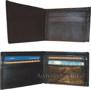 3 new man's bi-fold leather wallet credit card id change purse 2 bill slot - Image 9