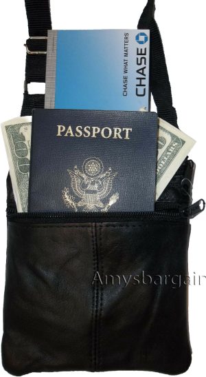 4 New hand bag leather passport case credit Card case purse neck travel pouch bn - Image 7