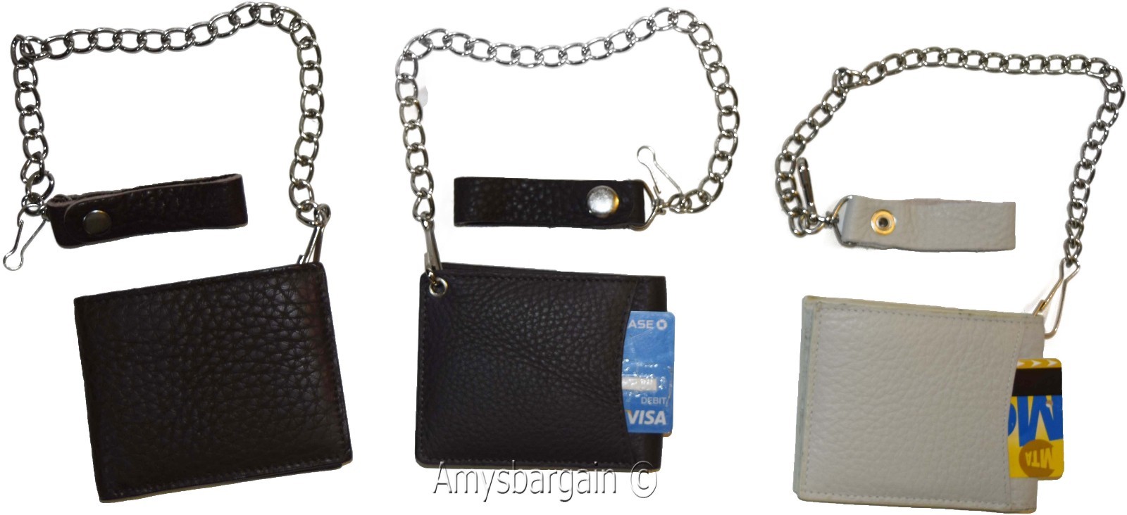 Biker's Chain wallet Leather Bifold wallet Motorcycle Trucker Biker wallet BN - Image 3