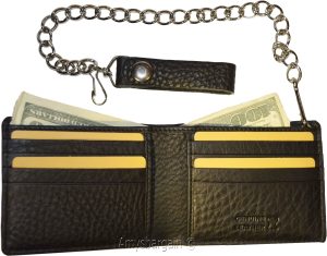 Biker's Chain wallet Leather Bifold wallet Motorcycle Trucker Biker wallet BN - Image 9