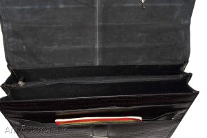 Crocodile Skin Printed Leather Briefcase Black Business case Attaché case bn bag - Image 10