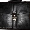 Crocodile Skin Printed Leather Briefcase Black Business case Attaché case bn bag