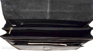 Crocodile Skin Printed Leather Briefcase Black Business case Attaché case bn bag - Image 11