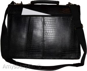 Crocodile Skin Printed Leather Briefcase Black Business case Attaché case bn bag - Image 13