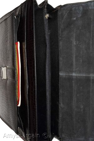 Crocodile Skin Printed Leather Briefcase Black Business case Attaché case bn bag - Image 3