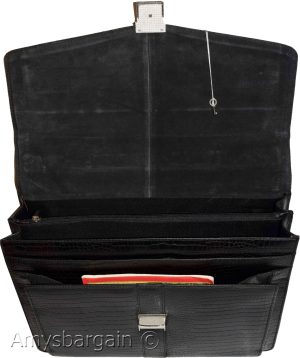 Crocodile Skin Printed Leather Briefcase Black Business case Attaché case bn bag - Image 5