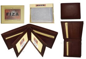 FIZA NY New leather men's Bifold wallet Tan Billfold wallet 9 Credit cards 3 ID