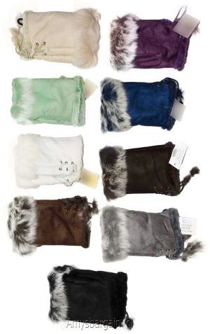 Finger-less Gloves, Winter Gloves Hand/Wrist Warmer Fur trim One-Size Gloves BN - Image 5