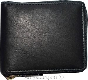Leather RFID wallet Men's zip around leather 2 billfolds 12 cards BR New in Box - Image 6