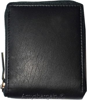 Leather RFID wallet Men's zip around leather 2 billfolds 7 card ID change in Box - Image 8