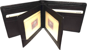 Lot 2 Leather men's Leather Bifold Black wallet 2 Bill spaces 9 Card 3 ID in Box - Image 11
