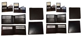 Lot of 12 Men's Bifold Calfskin leather wallet 2 Billfold pockets 7 card 1 ID BN
