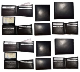 Lot of 12 Men's Black Bifold Calfskin leather 2 Bill pockets 7 card 1 ID  B new
