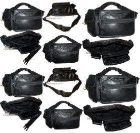 Lot of 12 New Leather waist pouches. waist bag leather bag new black Fanny pack