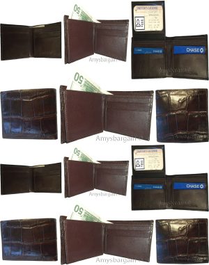 Lot of 12 crocodile skin printed leather man's bifold wallet id 2 billfold slots