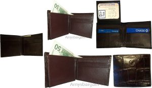 Lot of 12 crocodile skin printed leather man's bifold wallet id 2 billfold slots - Image 10