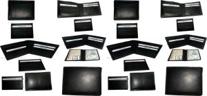 Lot of 12 new men's soft leather black billfold wallet 9 credit atm card 2 ID BN