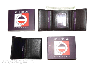 Lot of 2 FIZA NY Leather man's Tri-fold wallet Black Billfold wallet New in Box