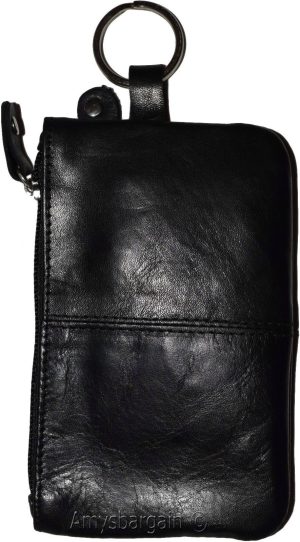 Lot of 2 Leather change purse,Black Zip coin wallet 2 pocket coin case key ring - Image 6