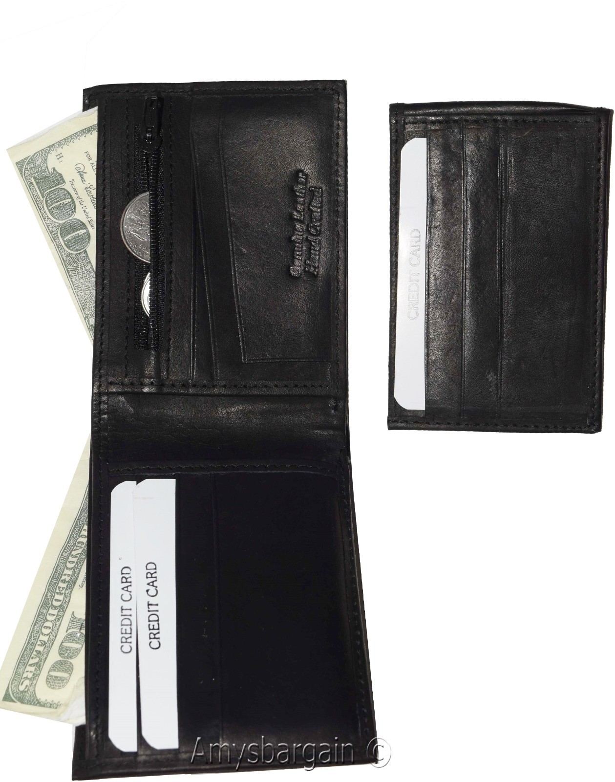 Lot of 2 Man's Bifold 2-in-1 Leather Wallet 9 Card Slot 3 ID 3 Bill pockets new - Image 11