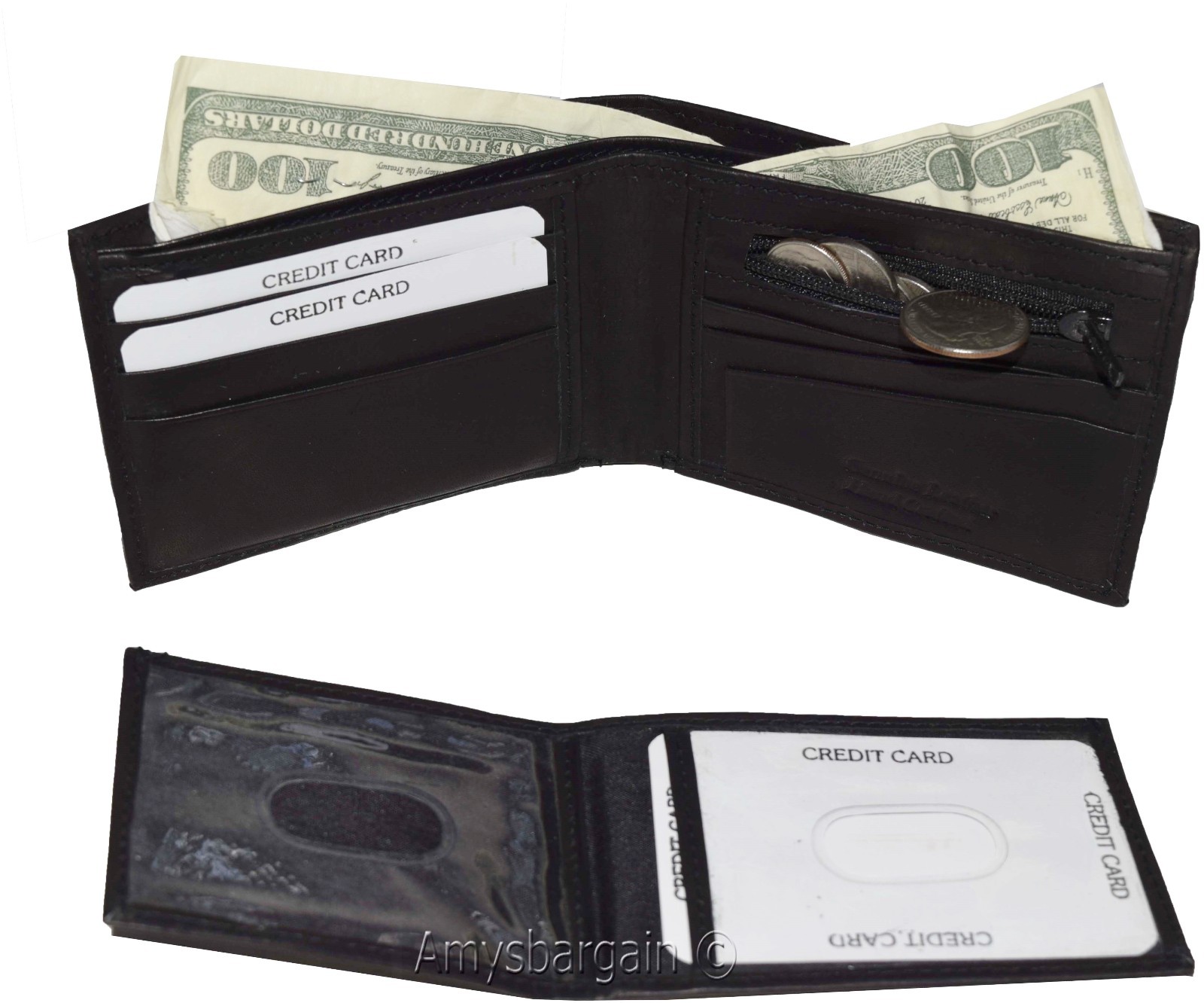 Lot of 2 Man's Bifold 2-in-1 Leather Wallet 9 Card Slot 3 ID 3 Bill pockets new - Image 9
