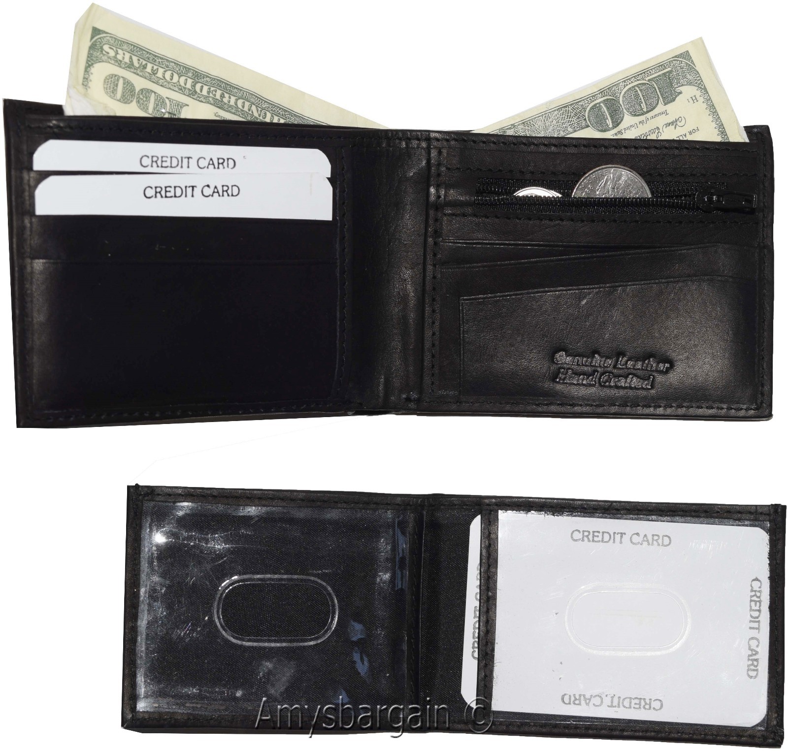 Lot of 2 Man's Bifold 2-in-1 Leather Wallet 9 Card Slot 3 ID 3 Bill pockets new - Image 10