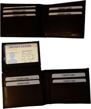 Lot of 2 Men's Bifold Calfskin leather wallet 2 Bill slots 7 card 1 ID Window BN - Image 10