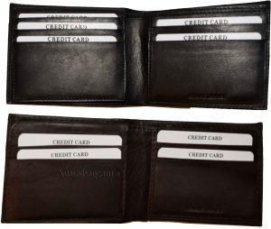 Lot of 2 Men's Bifold Calfskin leather wallet 2 Bill slots 7 card 1 ID Window BN - Image 3
