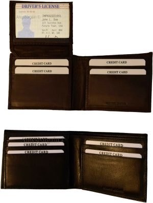 Lot of 2 Men's Bifold Calfskin leather wallet 2 Bill slots 7 card 1 ID Window BN - Image 9