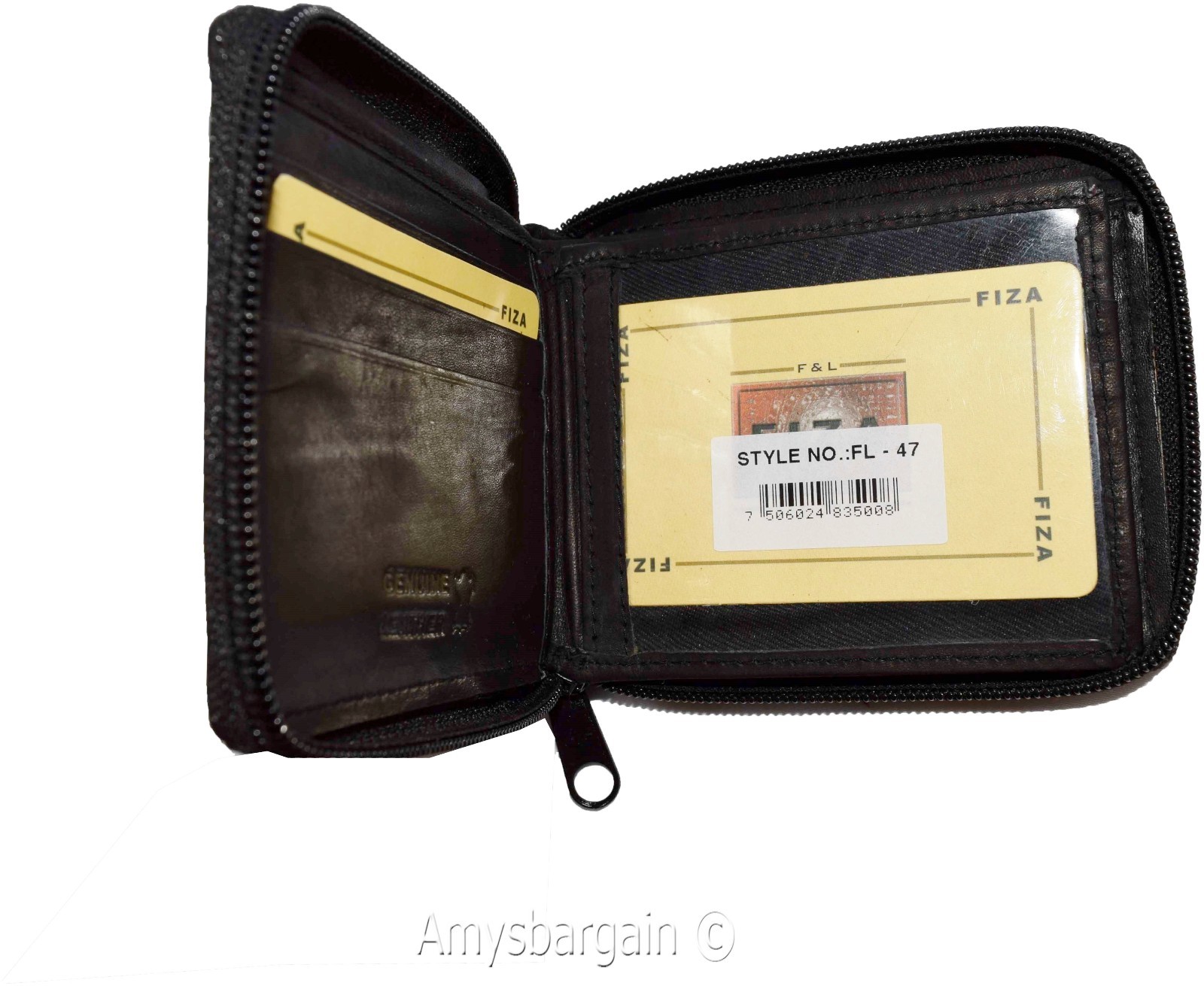 Lot of 2. Men's zip around Leather Wallet. Bifold zip wallet. Fiza wallet in box - Image 4