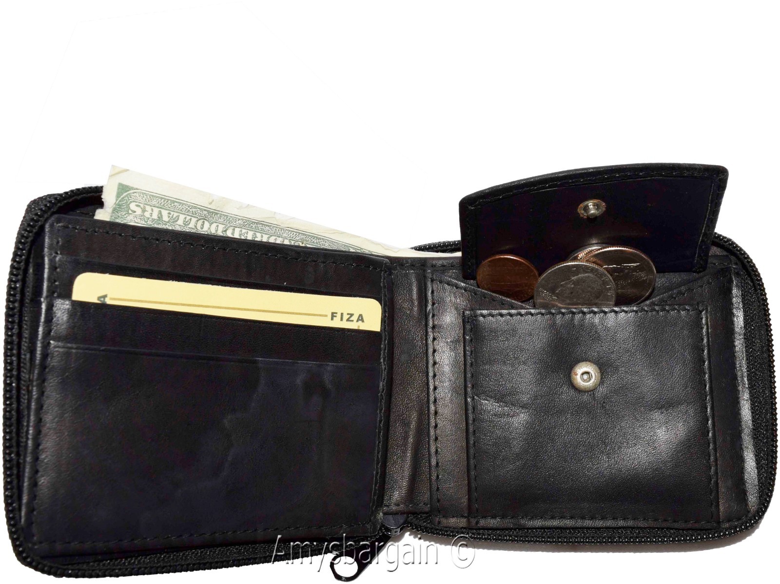 Lot of 2. Men's zip around Leather Wallet. Bifold zip wallet. Fiza wallet in box - Image 8