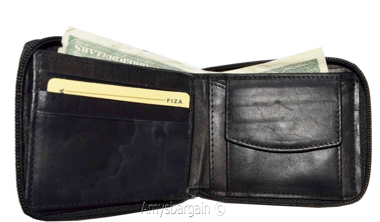 Lot of 2. Men's zip around Leather Wallet. Bifold zip wallet. Fiza wallet in box - Image 9