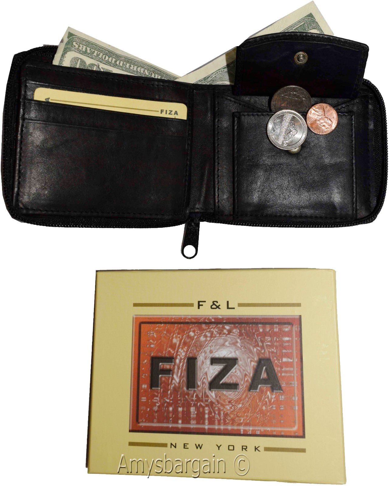 Lot of 2. Men's zip around Leather Wallet. Bifold zip wallet. Fiza wallet in box - Image 10
